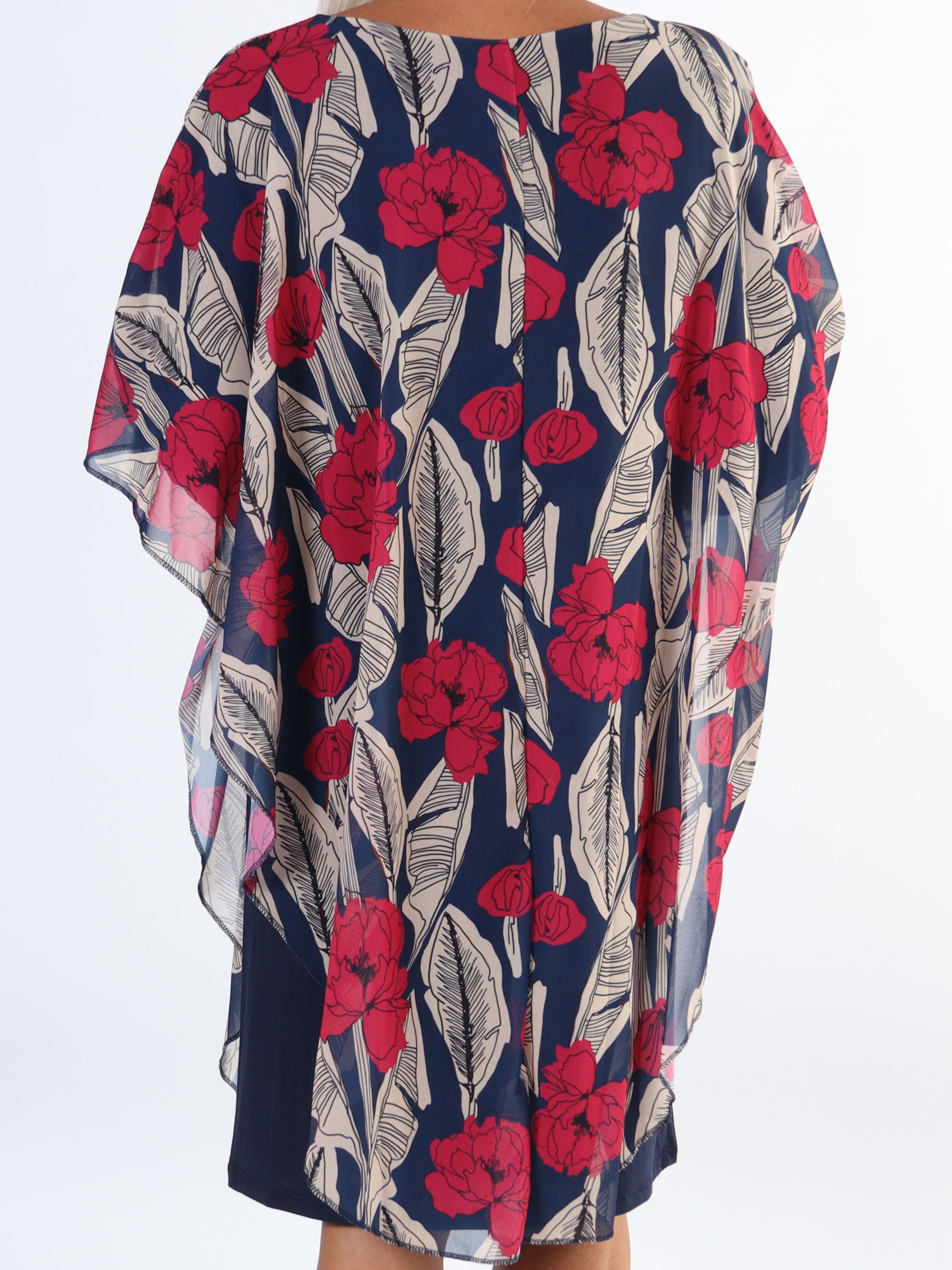 Kenya Feather Long Sleeve - Plus size tunikaklänning med chiffonglager